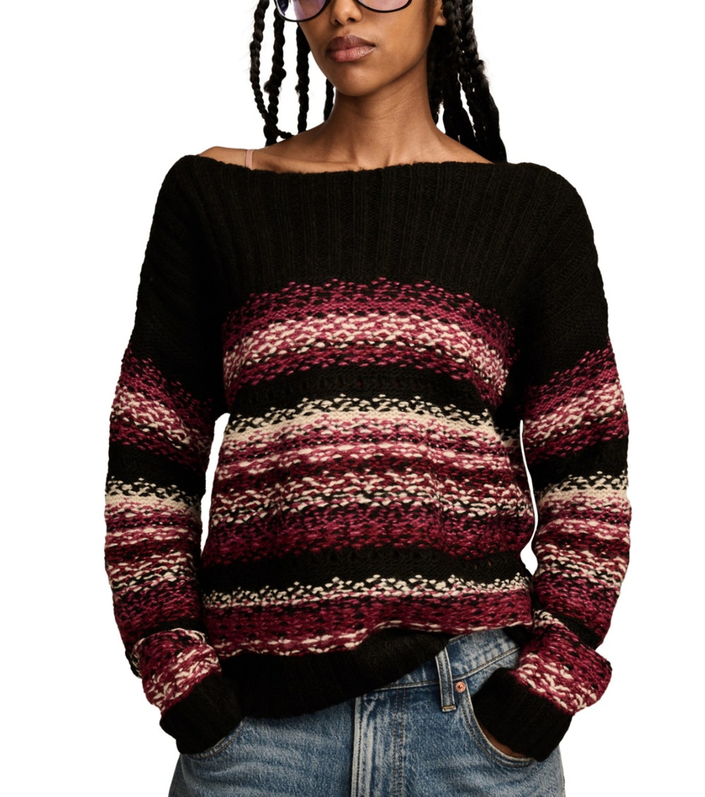 Lucky Brand Women Fair Isle Boatneck Sweater Multi Combo Size XS